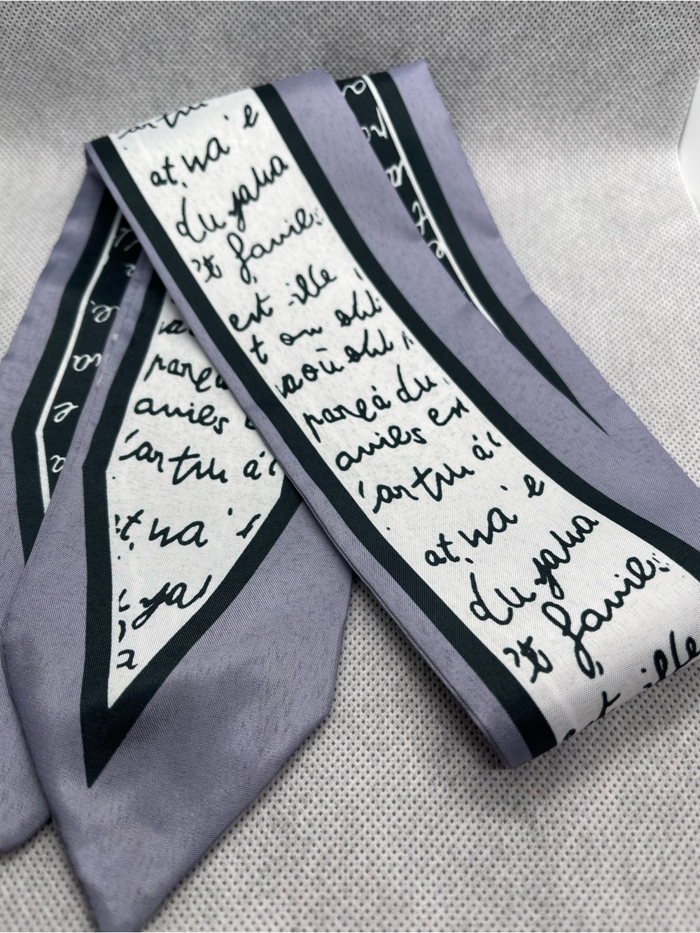 Purple Script Print Scarf Tie